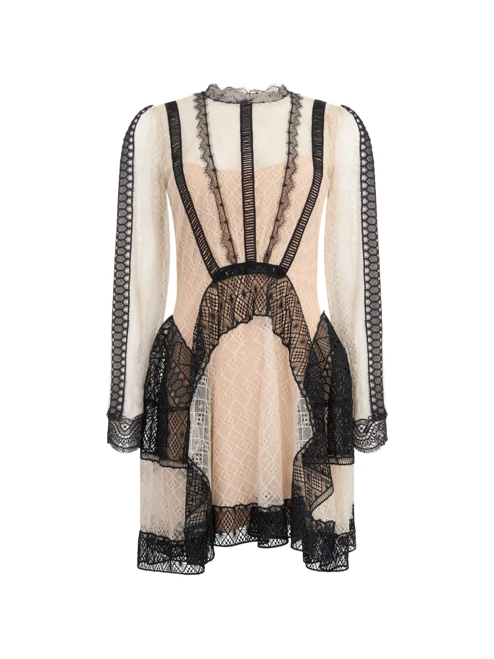Alberta Ferretti lace-panelled mini dress - Rosa
