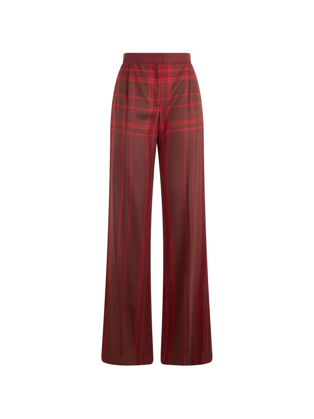 Alberta Ferretti Geruite broek met wijde pijpen Rood