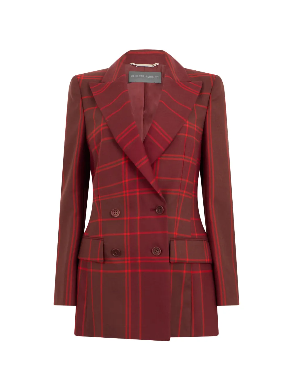 Alberta Ferretti check-pattern double-breasted blazer - Rot