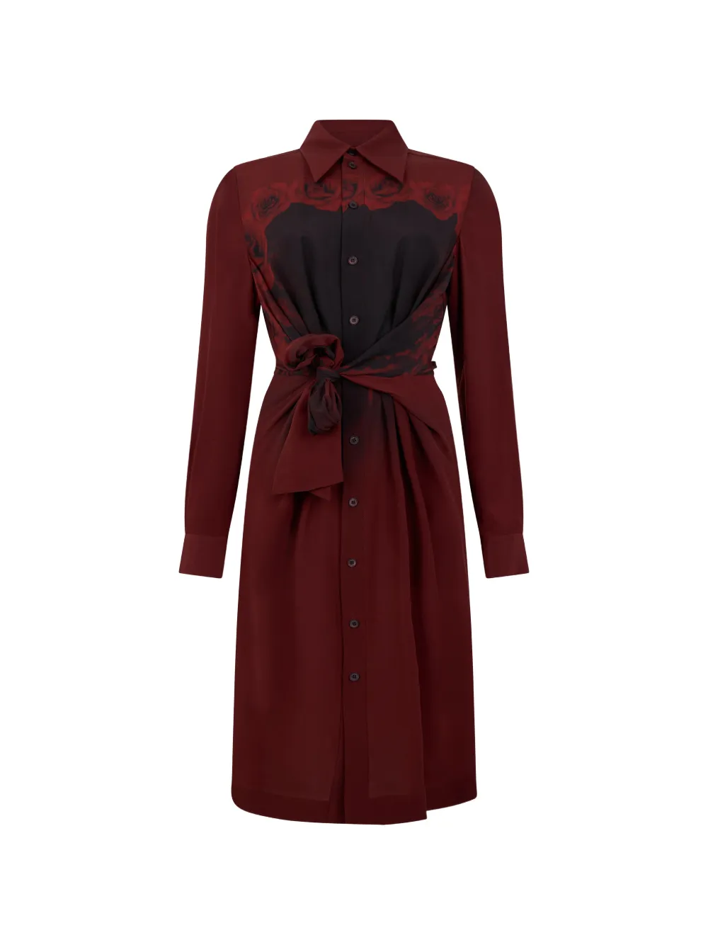 Alberta Ferretti rose-print midi dress Rood