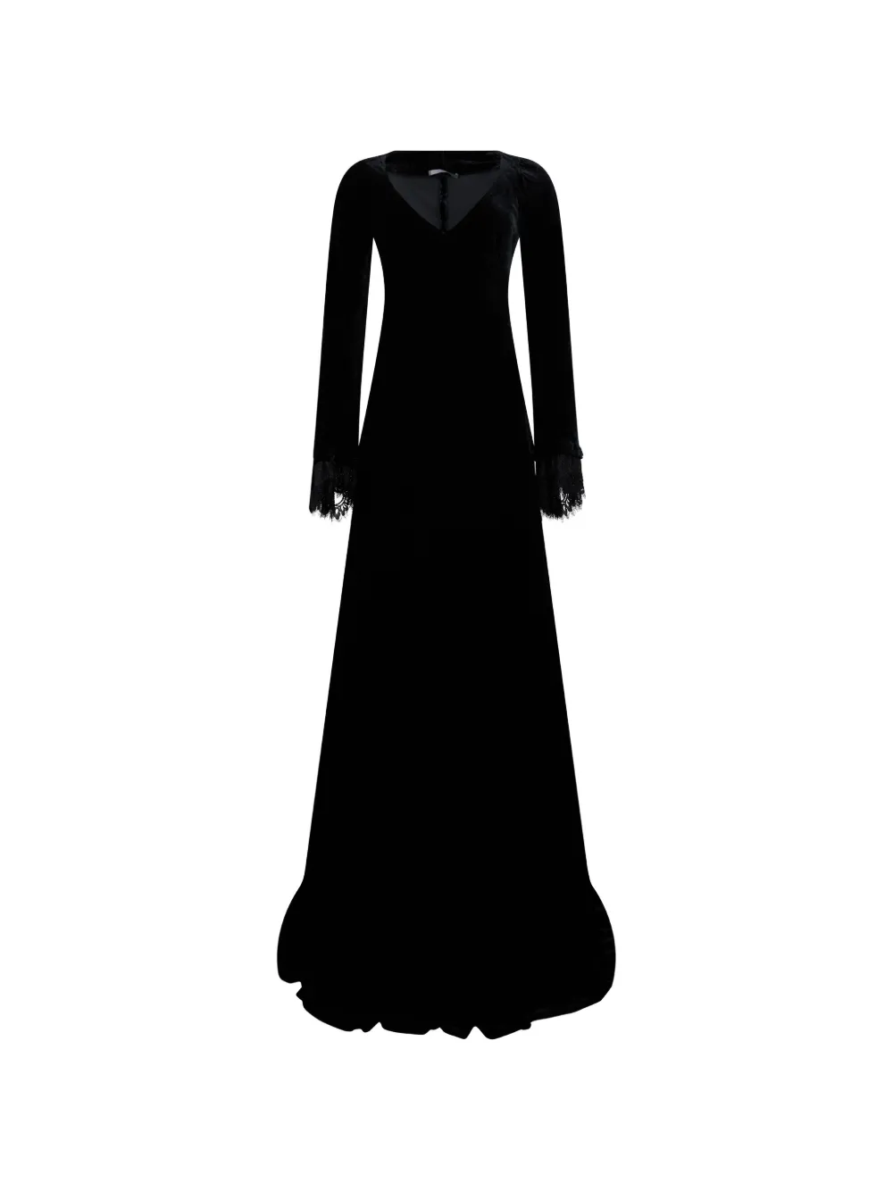 Alberta Ferretti lace-trim gown Zwart