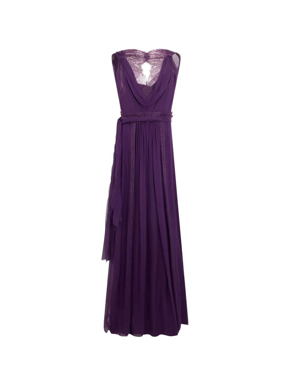 Alberta Ferretti lace-trimmed draped maxi dress · 42
