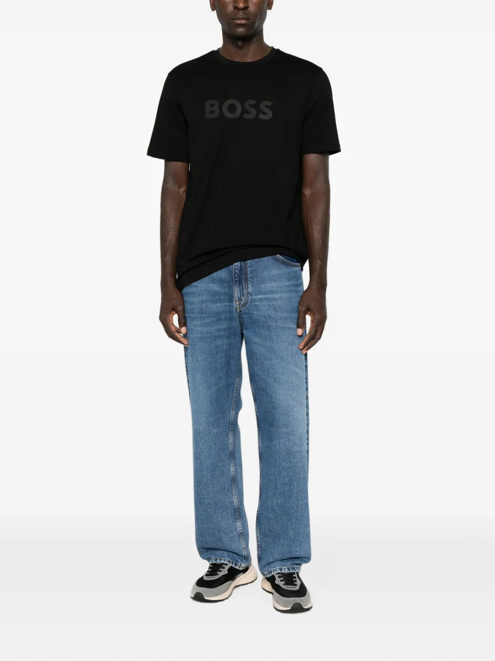 BOSS T-shirt met logoprint Zwart
