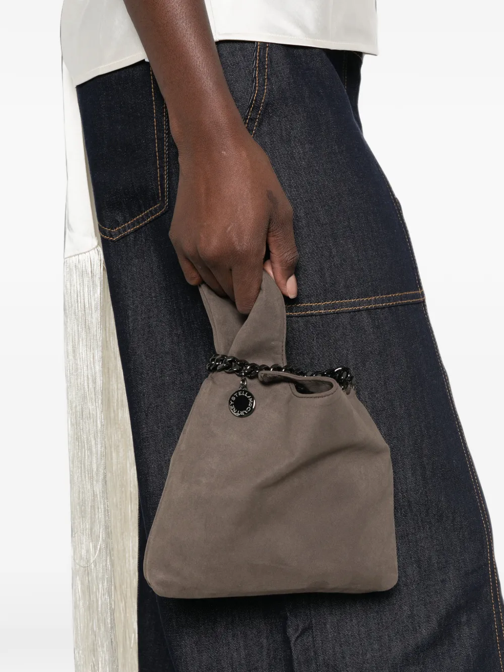 Stella McCartney Falabella clutch met ketting afwerking Grijs