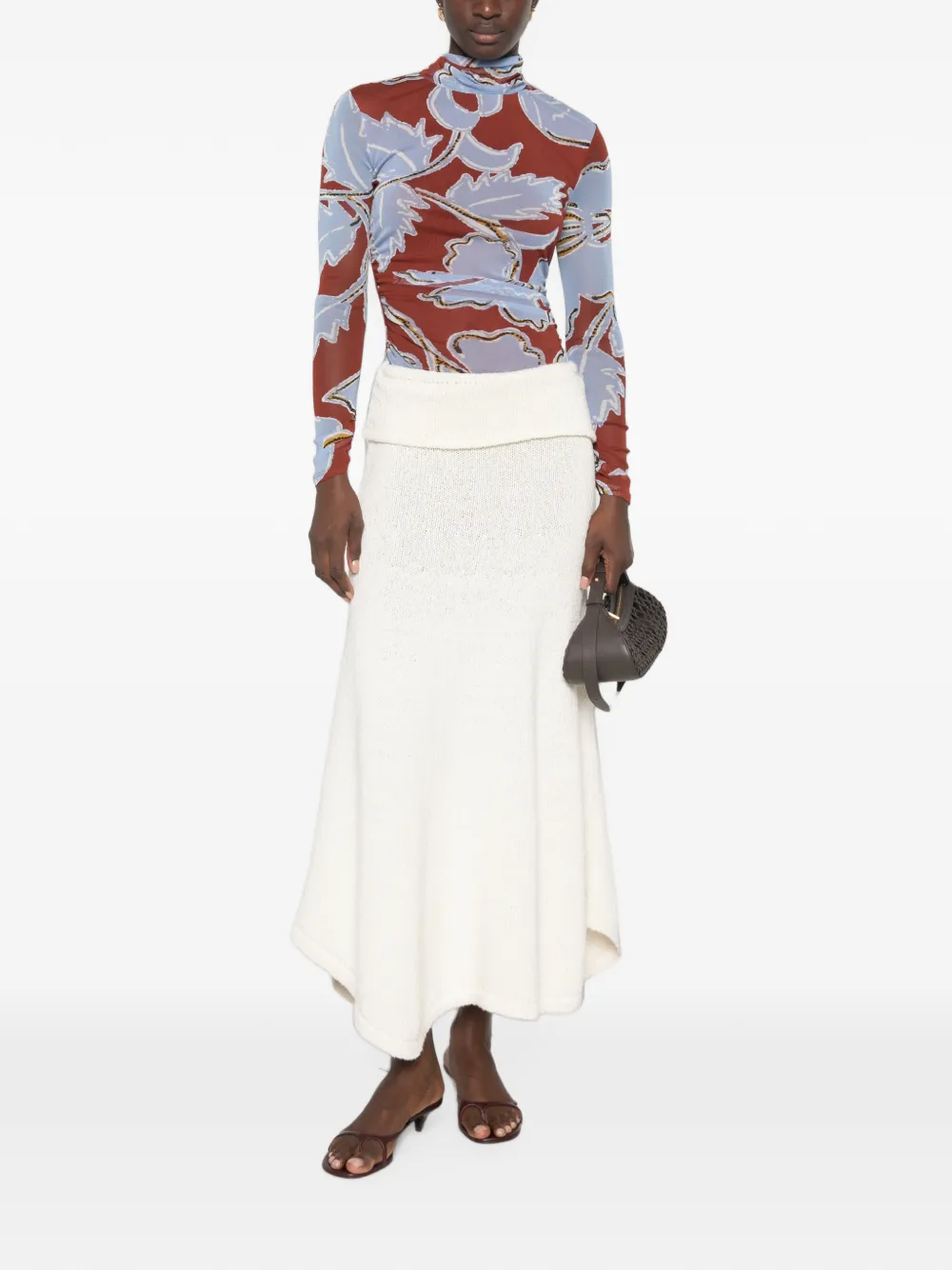 DVF Diane von Furstenberg Logan top met bloemenprint en hoge hals Blauw
