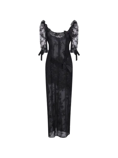 Alessandra Rich maxi Chantilly lace bow-detail lace-panelled dress