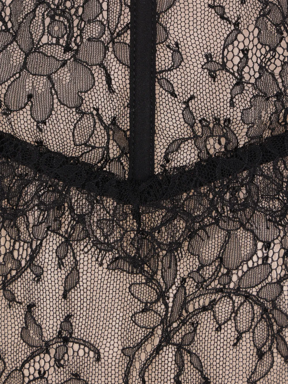 Alessandra Rich Chantilly maxi-jurk met halternek en kanten laag Zwart