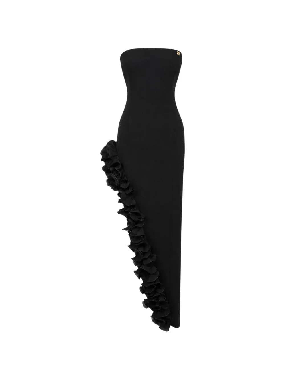 DiveDivine Asymmetrisches Midikleid mit Rüschen - Schwarz