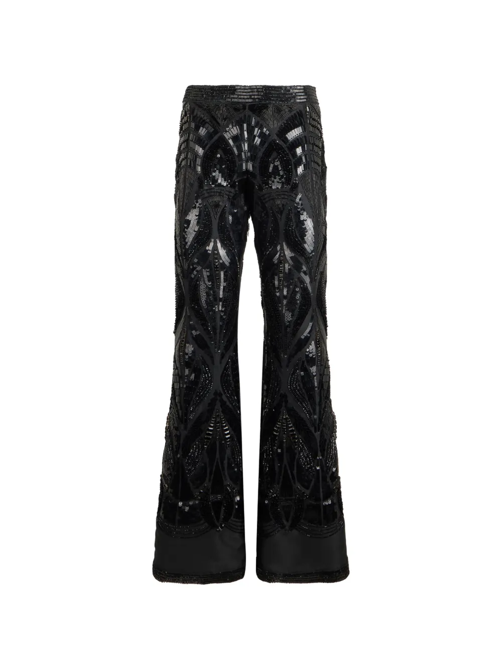 Alberta Ferretti sequin-embellished decorative-pattern palazzo pants - Schwarz