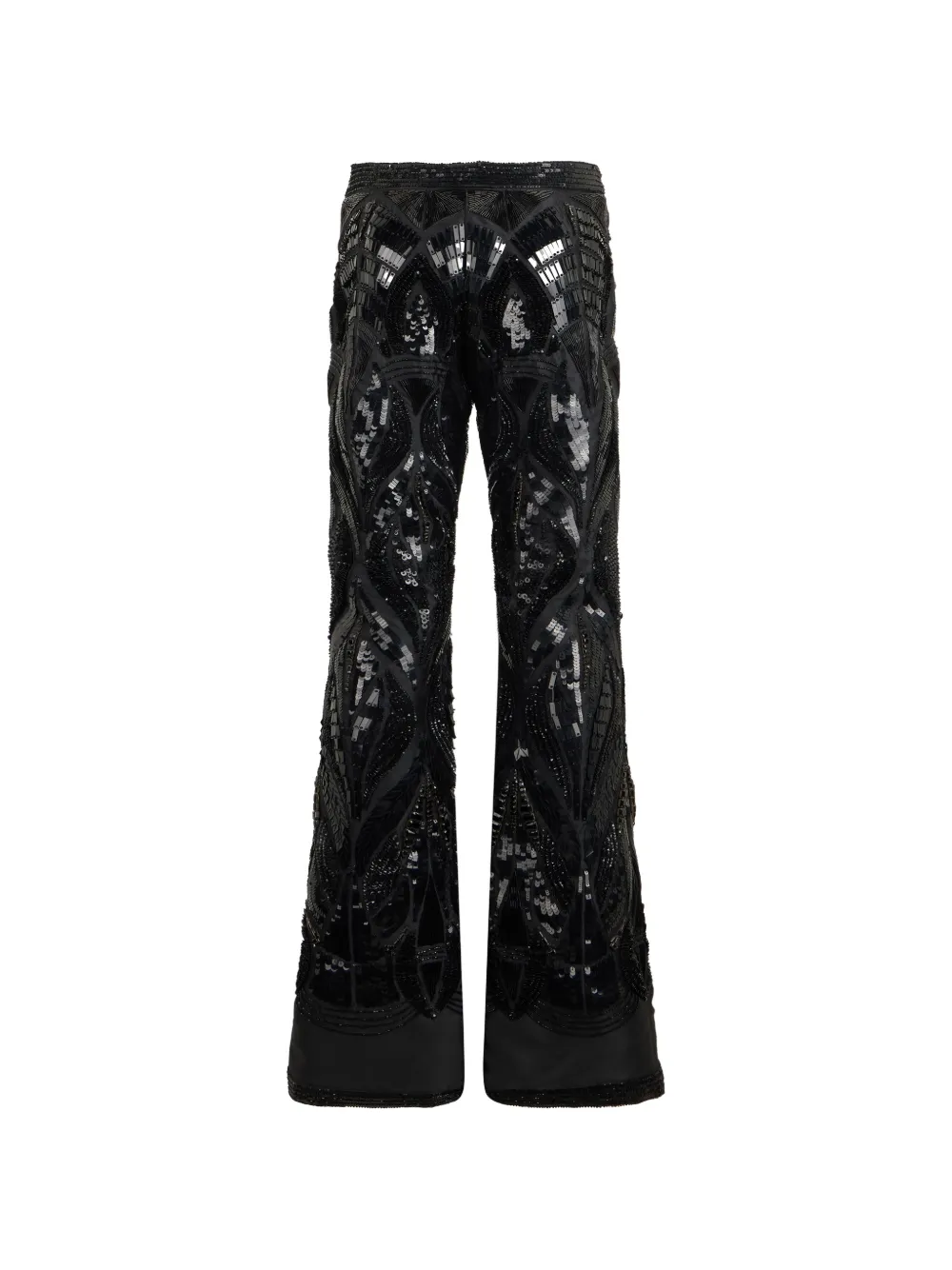 Alberta Ferretti Palazzo broek met pailletten en decoratief patroon Zwart
