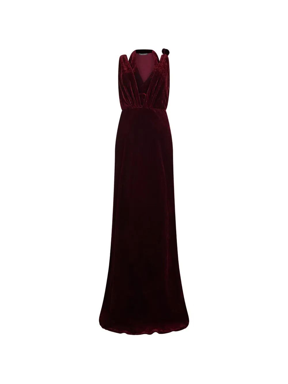 Alberta Ferretti velvet halterneck maxi dress Rood