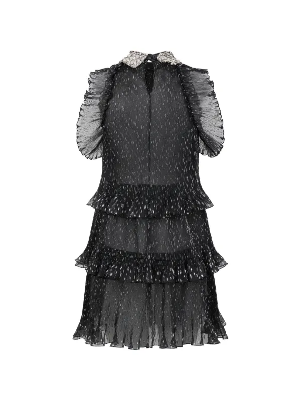 black pleated ruffle mini dress Alberta Ferretti Ruffled | A-Line Halter Floor-Length Backless XL 96cm/38 hasswatch Pant Waist Size (Inches):56