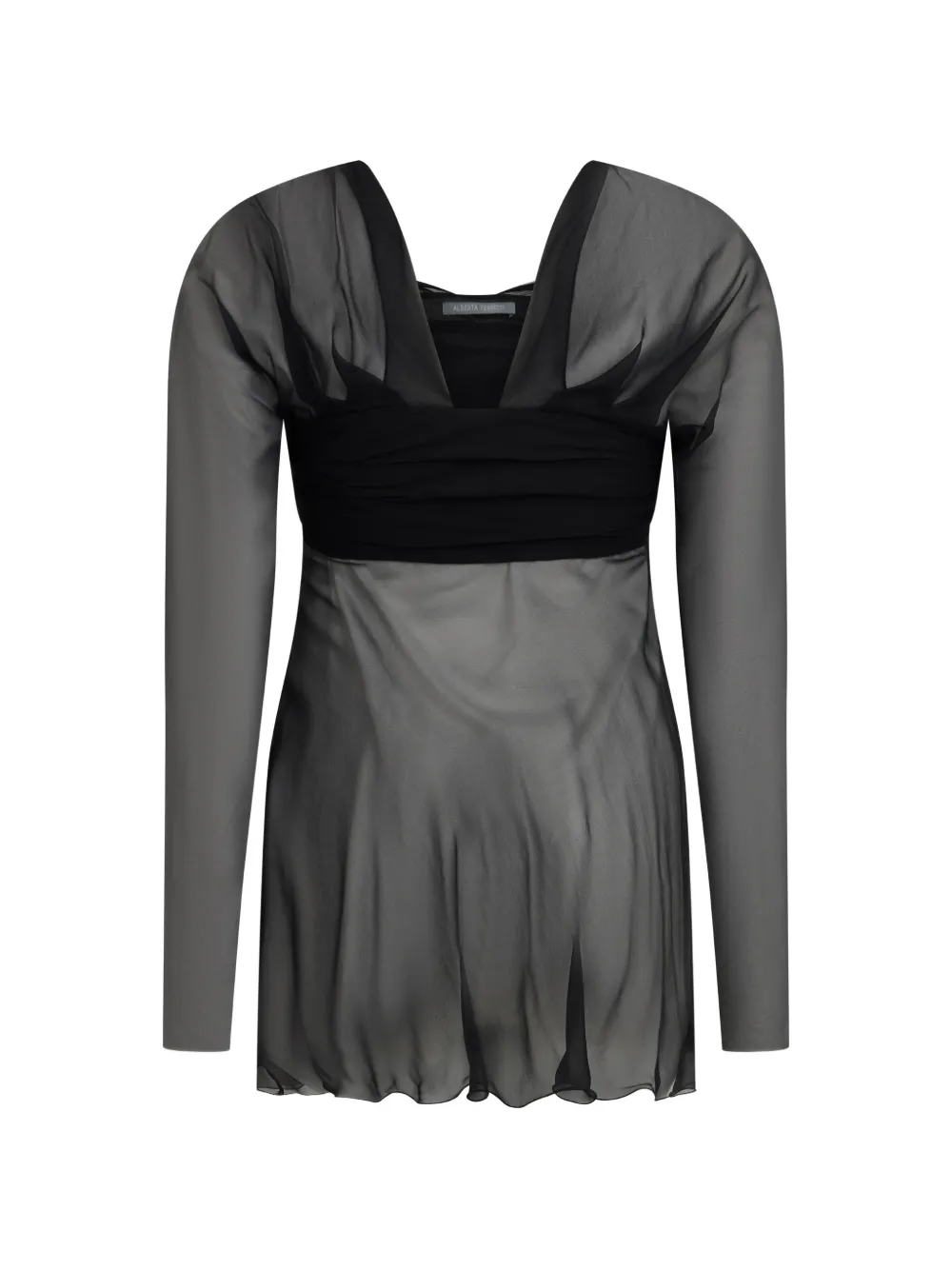 Alberta Ferretti V-neck sheer blouse Zwart