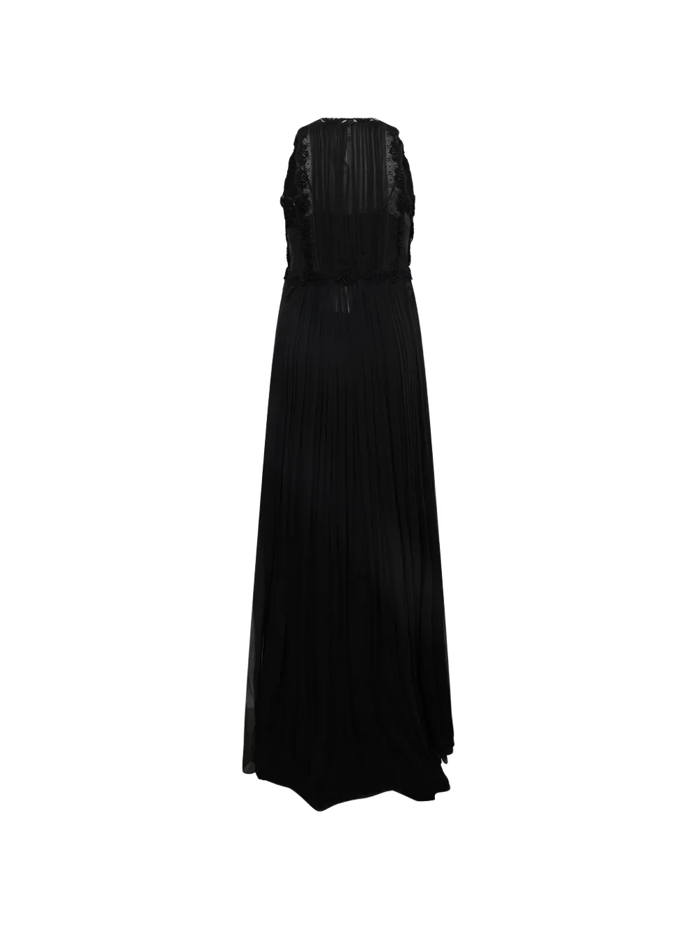 Alberta Ferretti Geplooide maxi-jurk met kanten afwerking Zwart