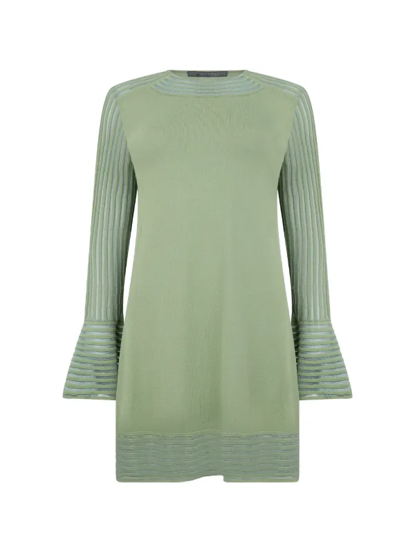 alberta ferretti dress green bell-sleeve Knitted Mini | sequin long sleeve mini dress