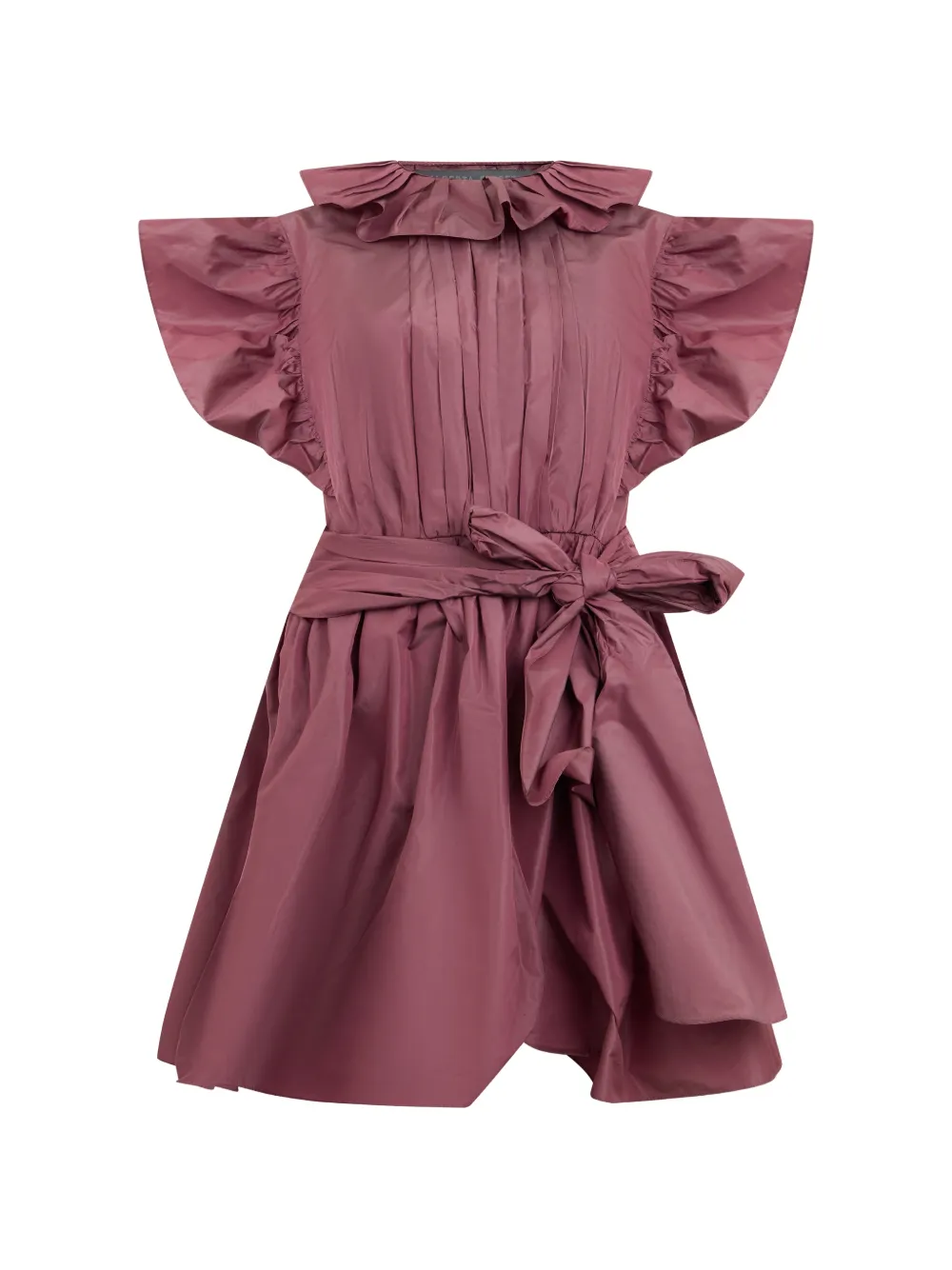 Alberta Ferretti ruffled-collar belted mini dress Roze