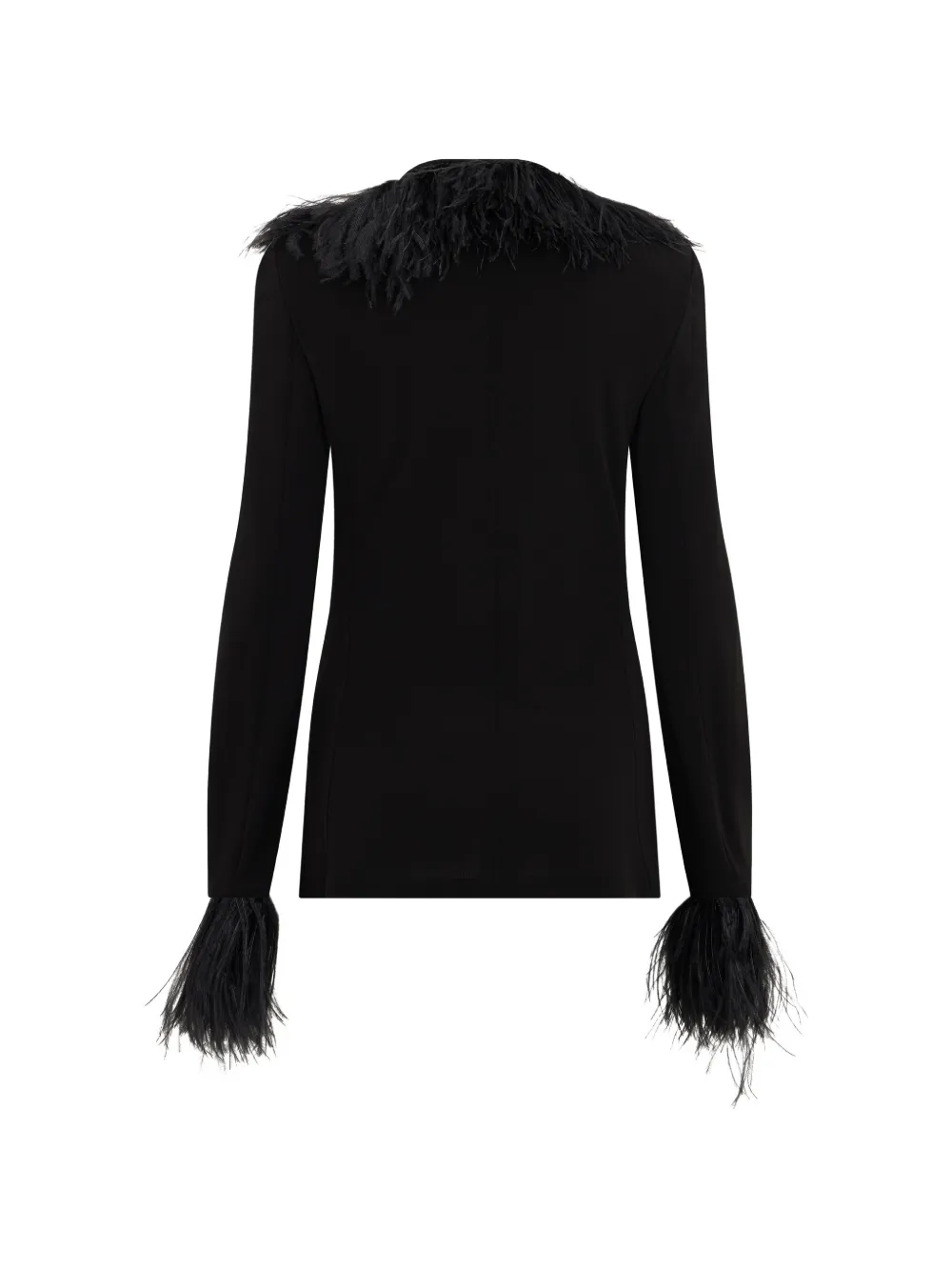 Alberta Ferretti Blazer met revers en veren afwerking Zwart