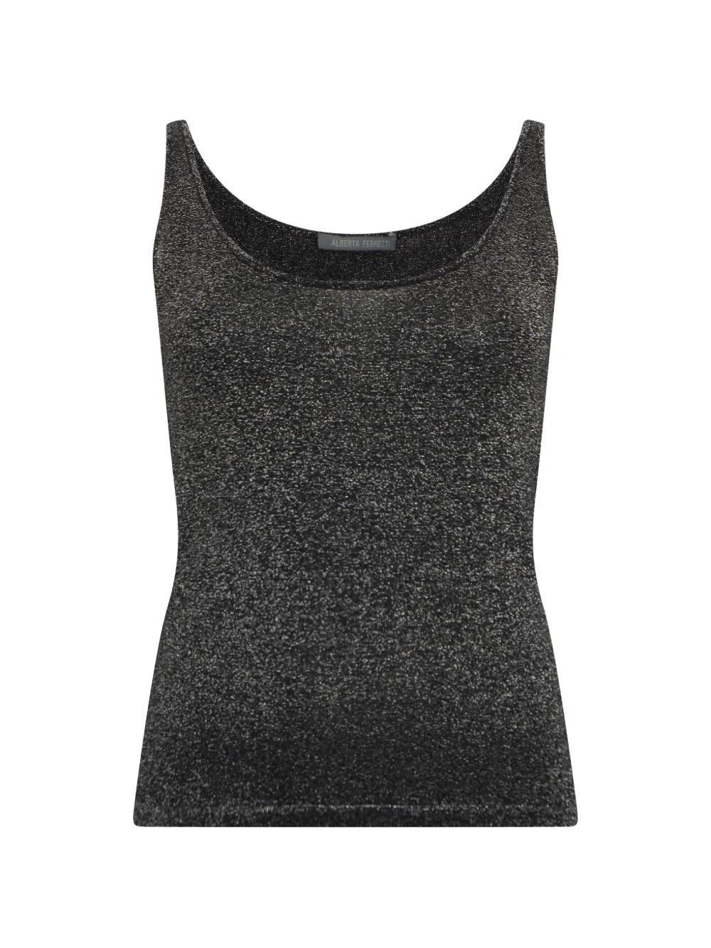 Alberta Ferretti Top smanicato con effetto metallizzato - Nero