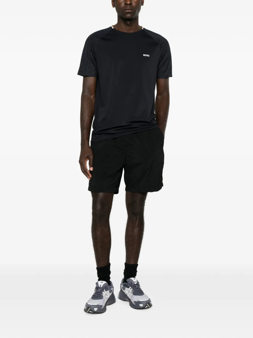 BOSS T-shirt met logoprint Blauw