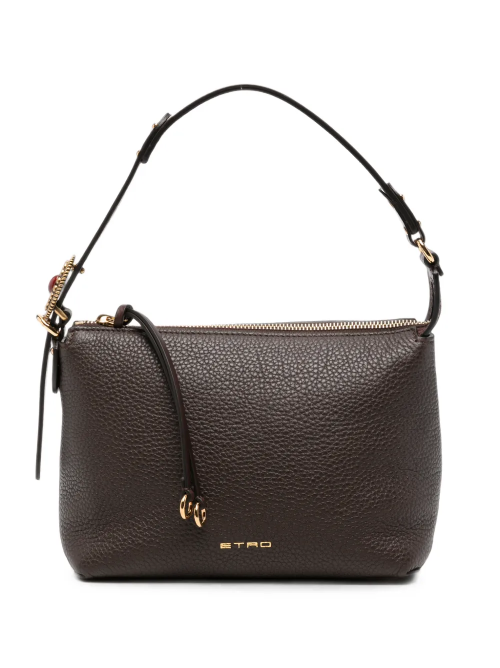 ETRO grainy leather shoulder bag - Braun
