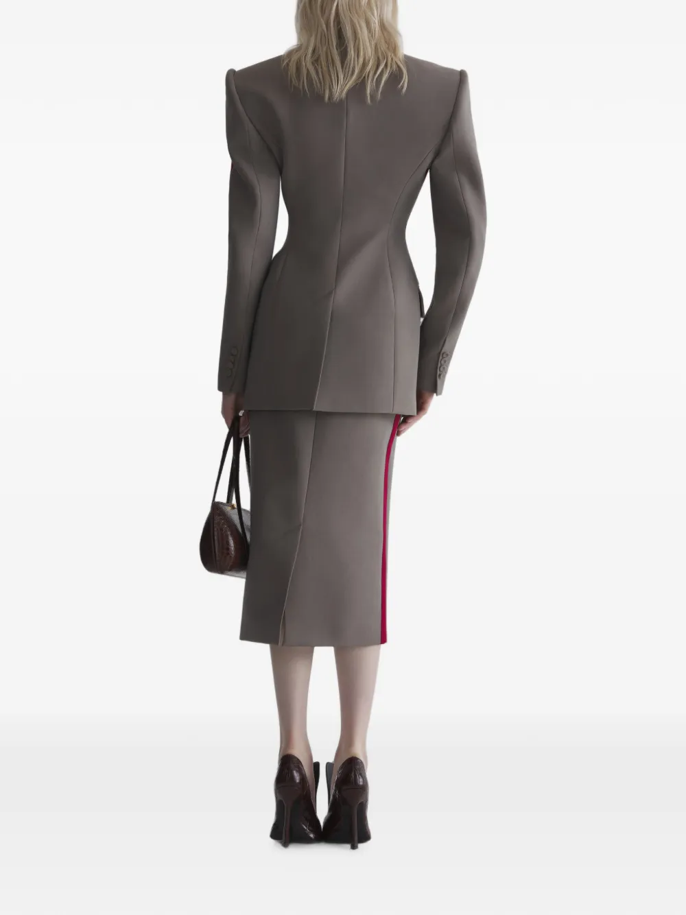 Mugler Tweekleurige midi-kokerrok Grijs