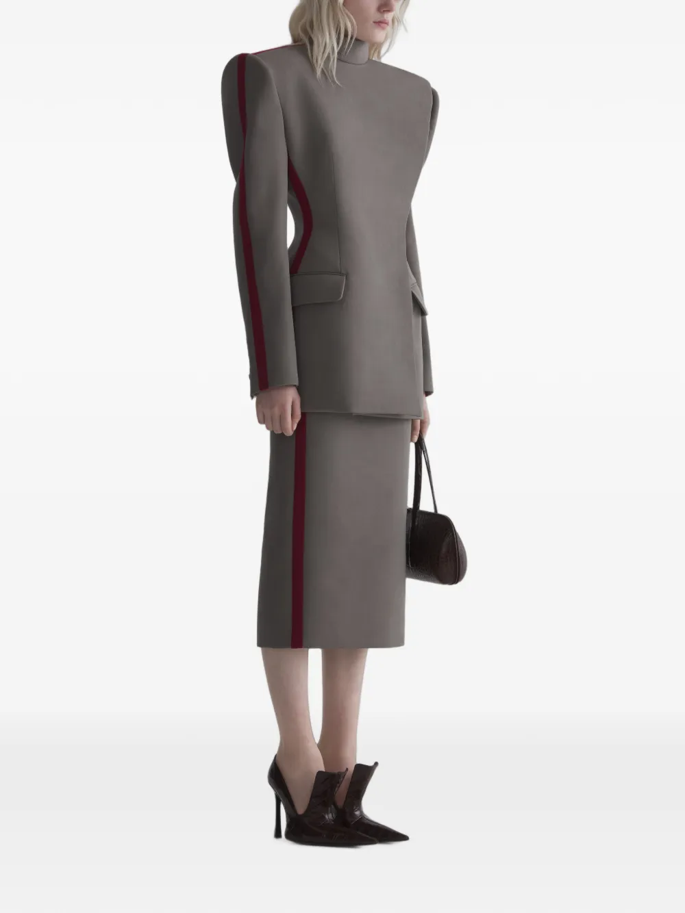 Mugler Tweekleurige midi-kokerrok Grijs