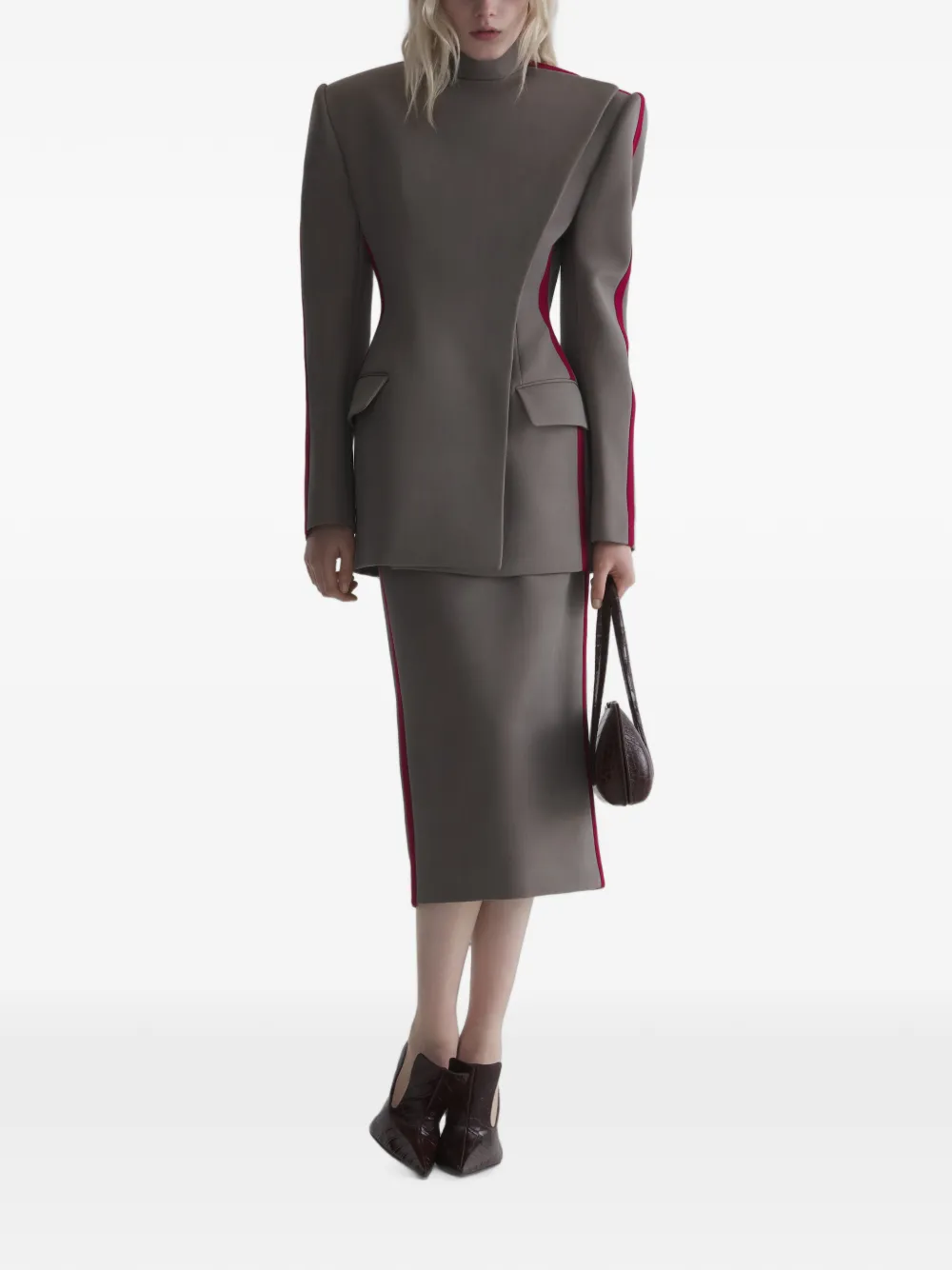 Mugler Tweekleurige midi-kokerrok Grijs