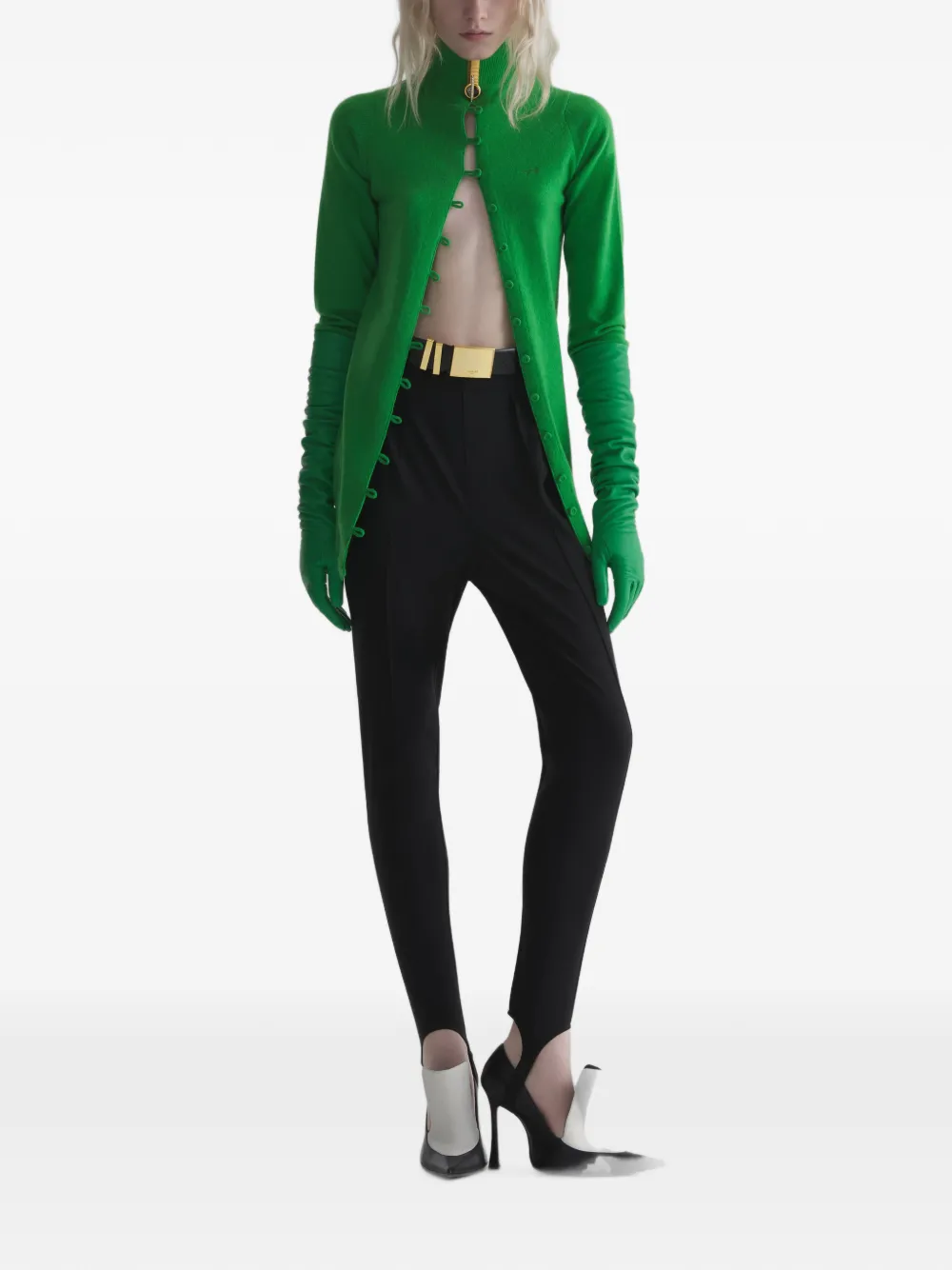 Mugler Cashmere Open Cardigan in Green, view 2