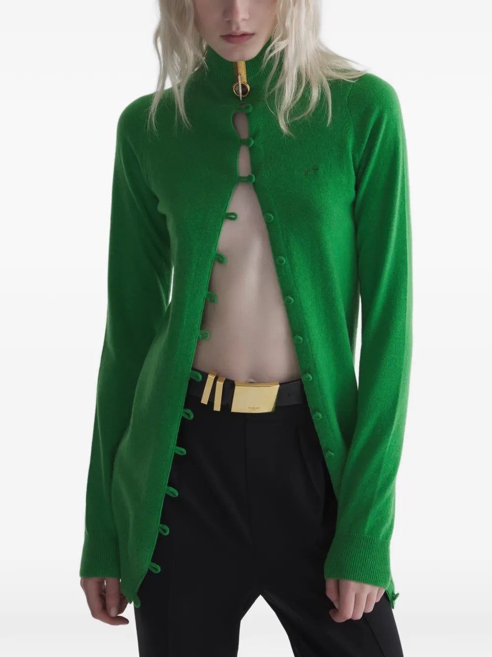 Mugler emerald cashmere open cardigan - Verde