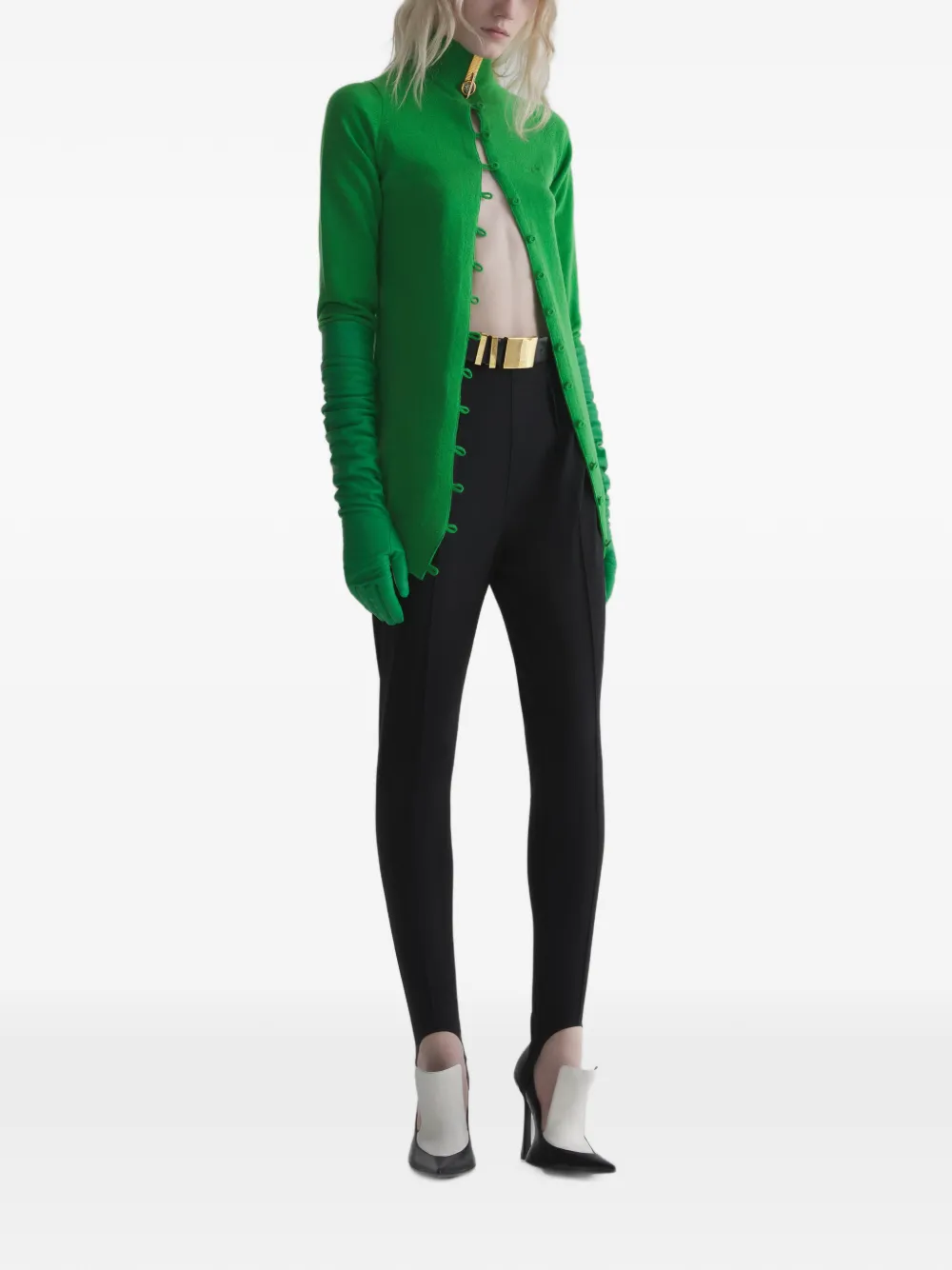 Mugler Cashmere Open Cardigan in Green, view 3