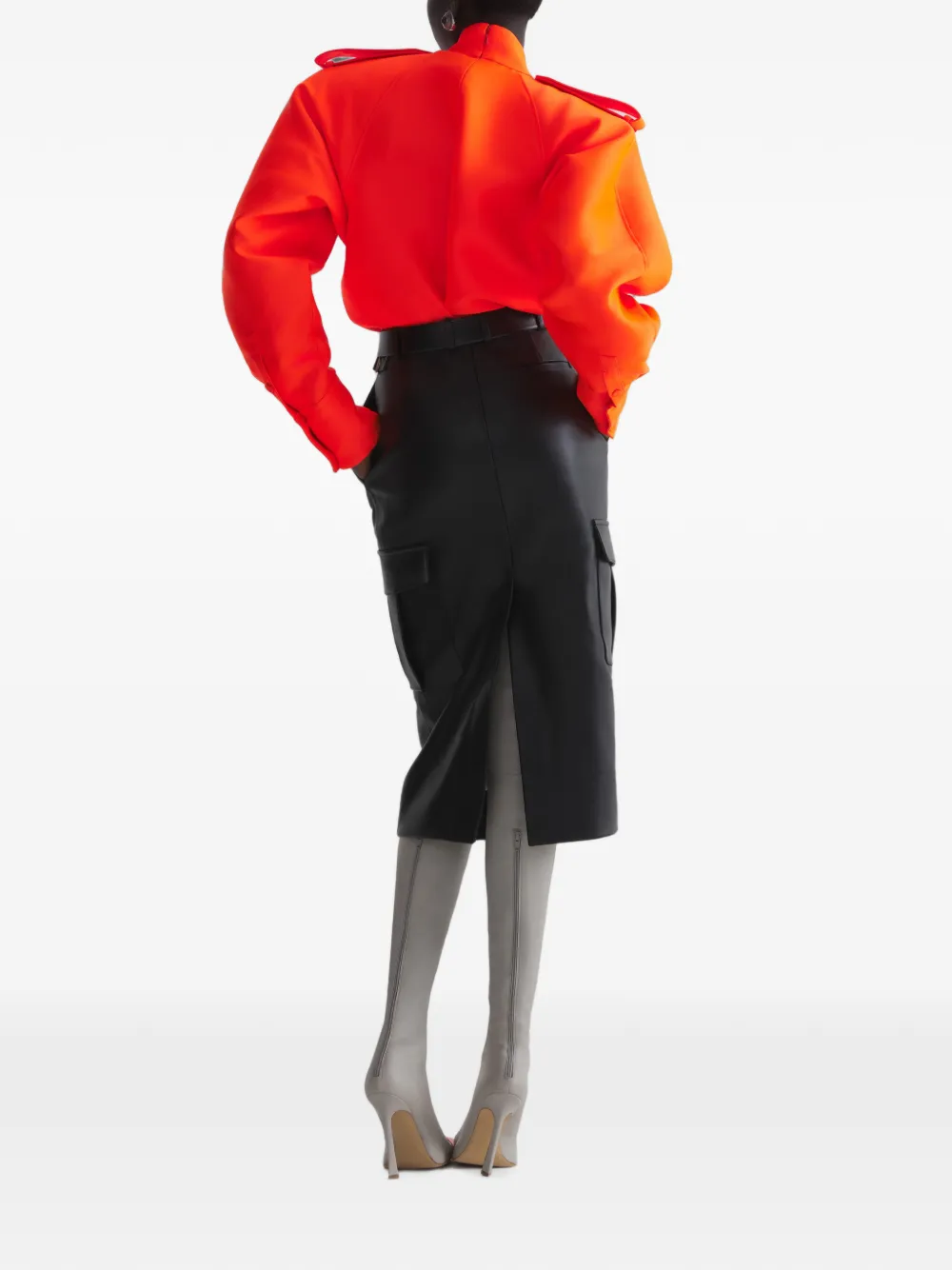 Mugler Leren cargo-rok Grijs