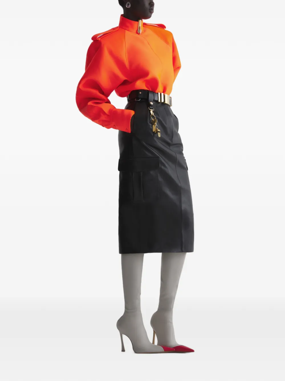 Mugler Leren cargo-rok Grijs