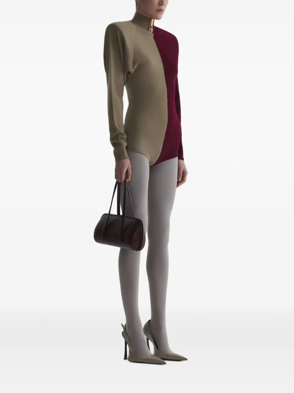 Mugler Tweekleurige kasjmieren body Rood