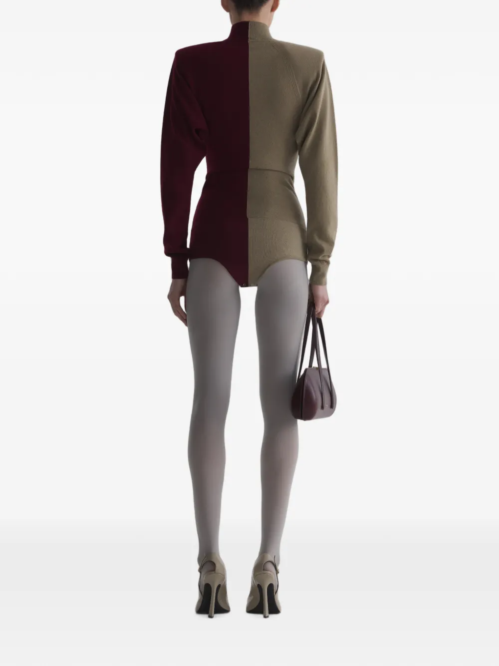 Mugler Tweekleurige kasjmieren body Rood