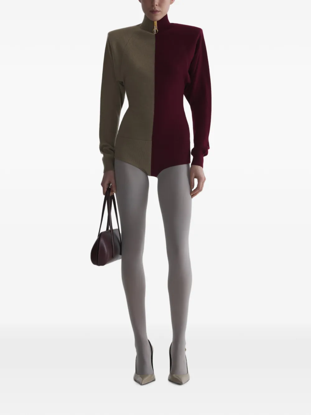 Mugler Tweekleurige kasjmieren body Rood