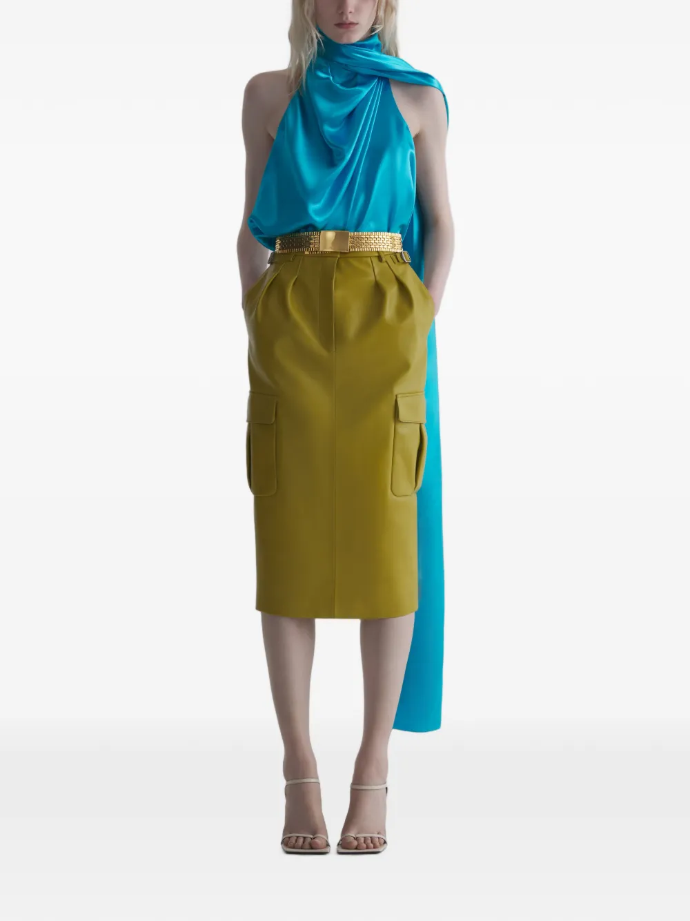 Mugler Sjaaltop met open achterkant Blauw