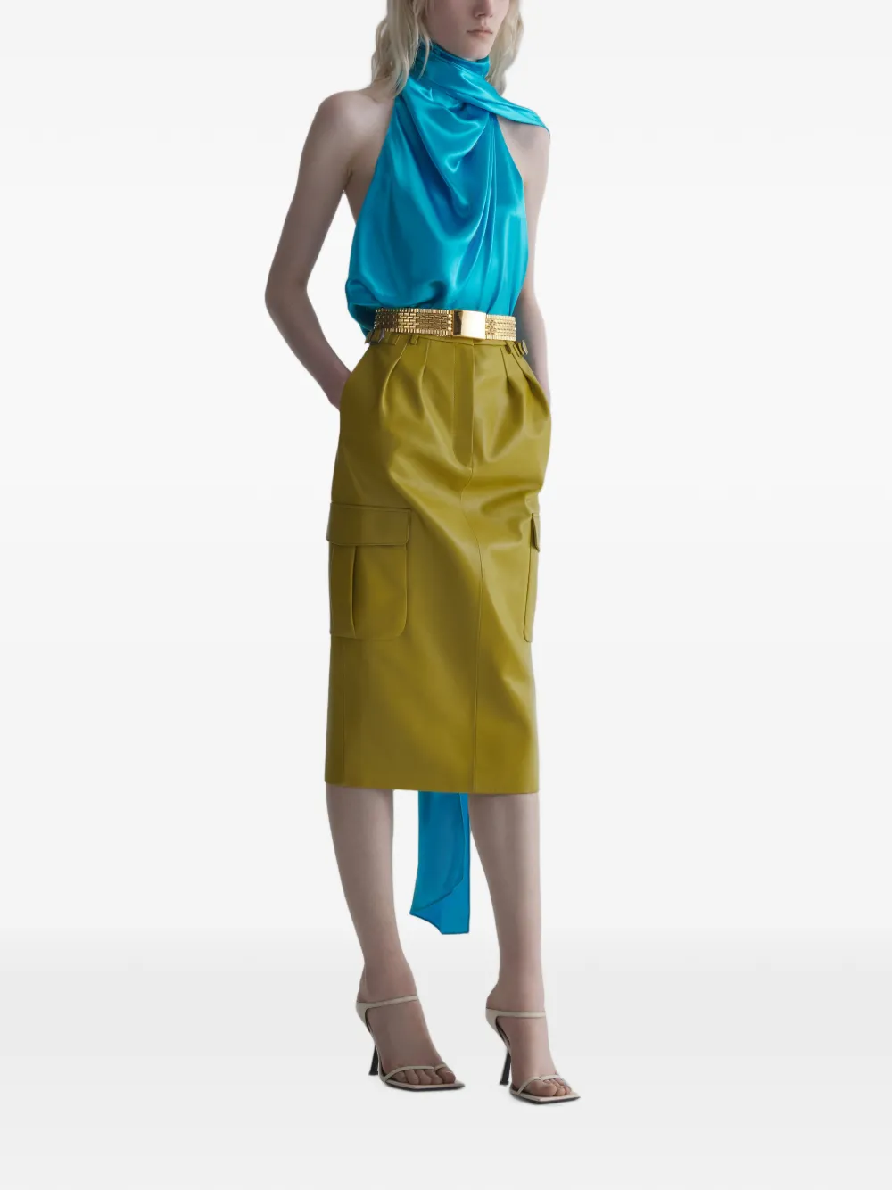 Mugler Sjaaltop met open achterkant Blauw