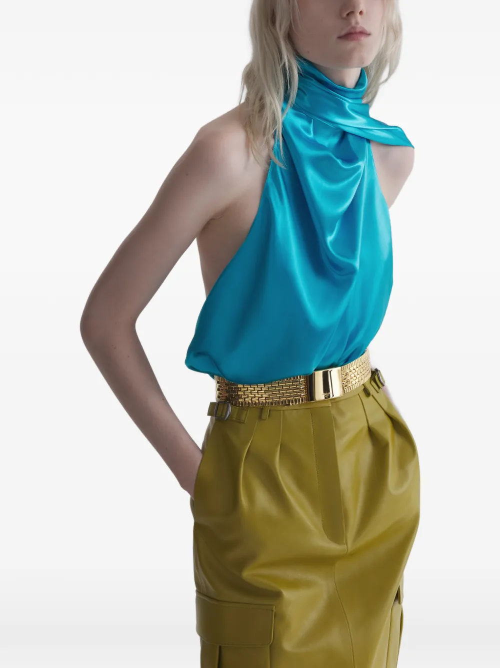 Mugler Sjaaltop met open achterkant Blauw