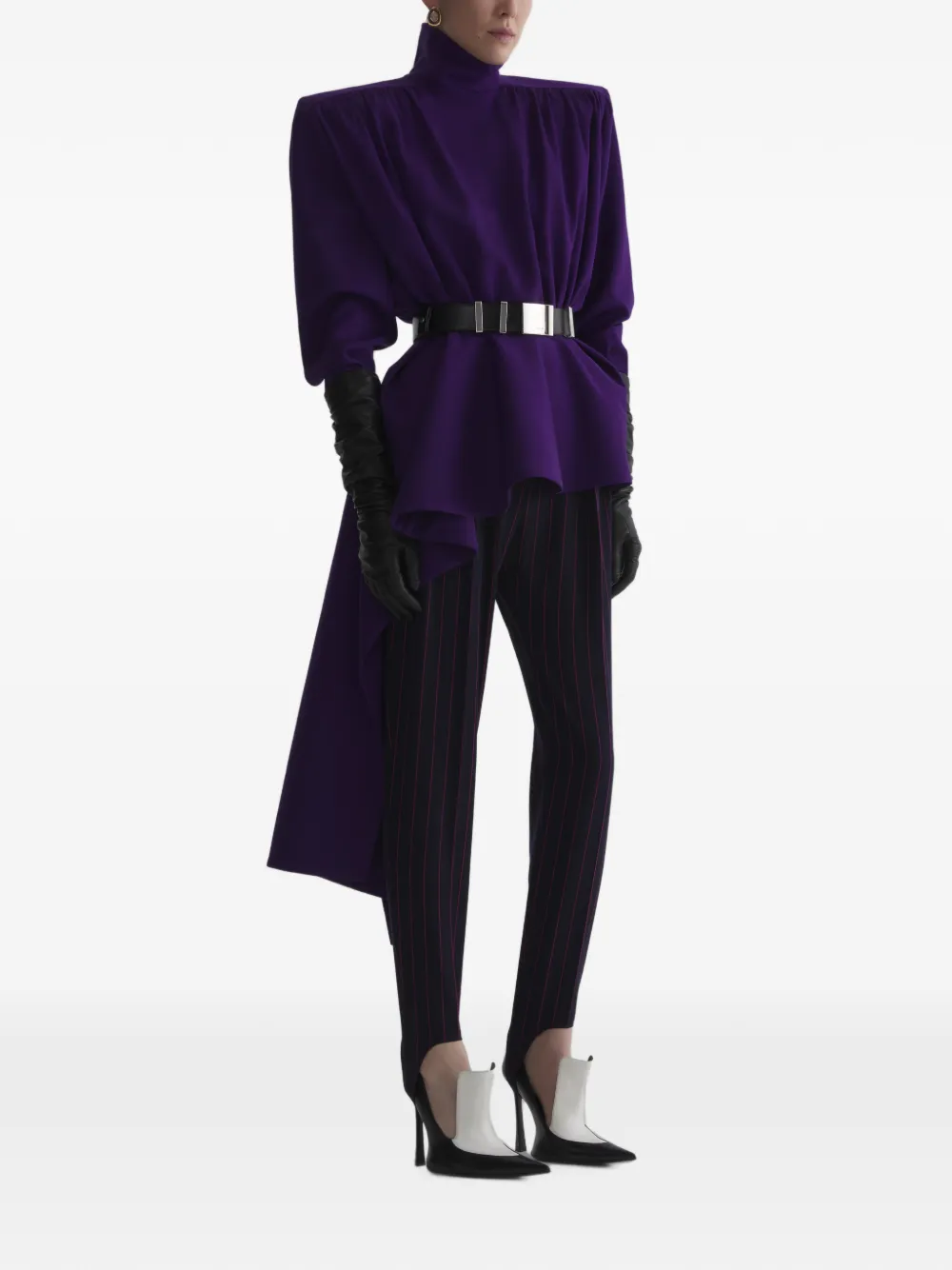 Mugler Taps toelopende broek met krijtstreep Blauw