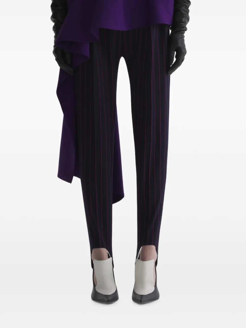 Mugler Taps toelopende broek met krijtstreep Blauw