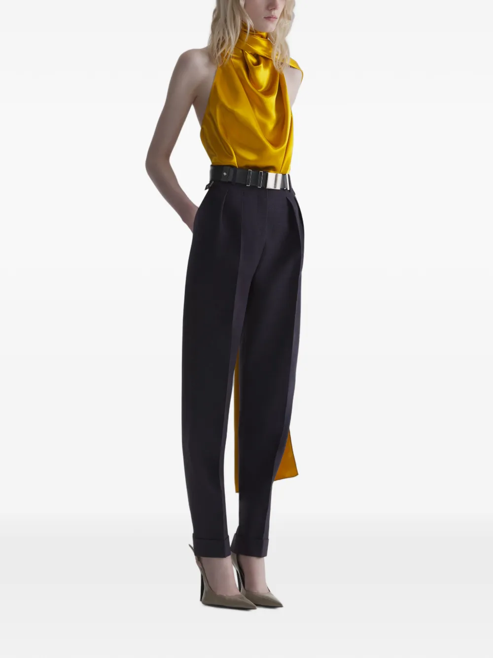 Mugler Sjaaltop met open achterkant Geel