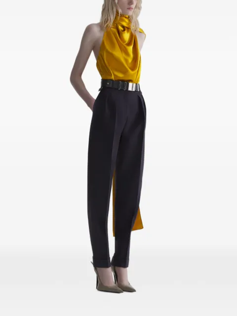 Mugler mustard backless scarf top