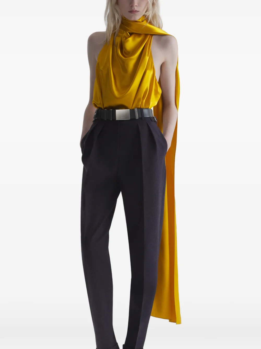 Mugler Sjaaltop met open achterkant Geel