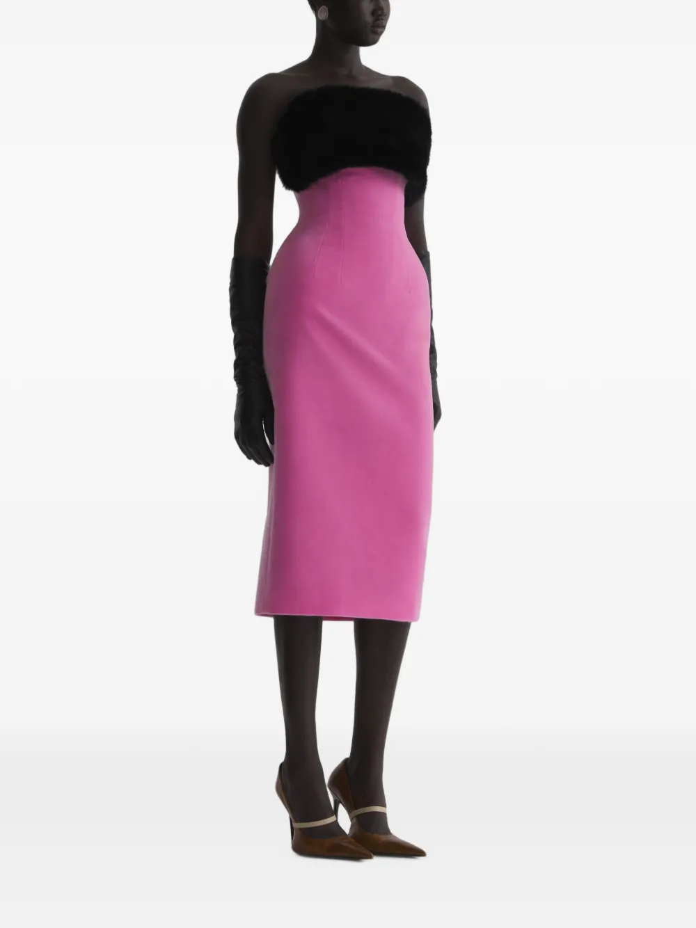 Mugler Fluwelen bustier-jurk Roze