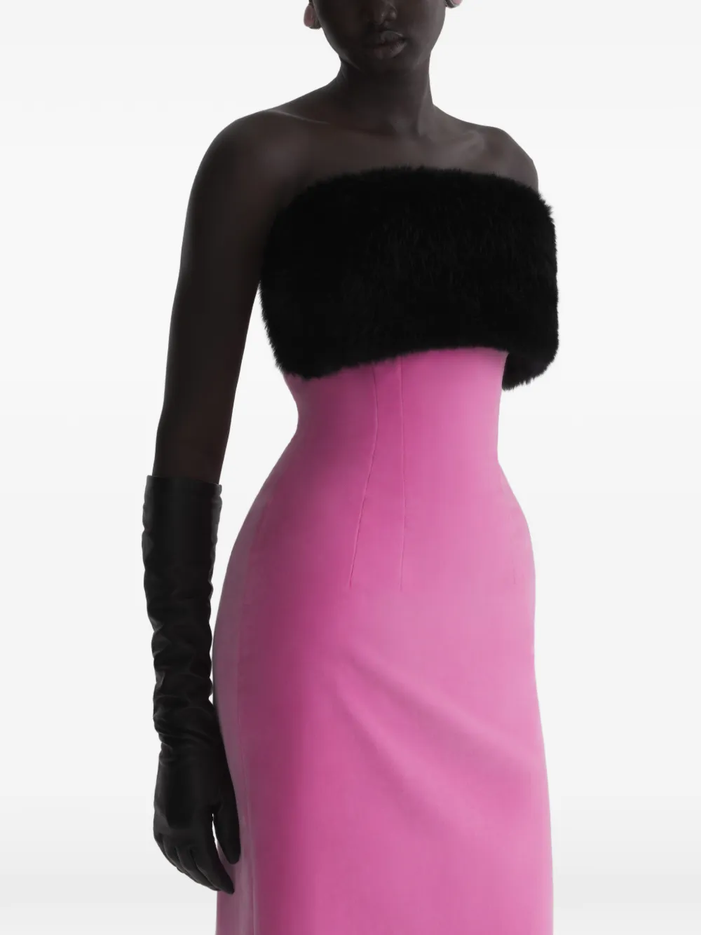 Mugler robe bustier en velours rose layette