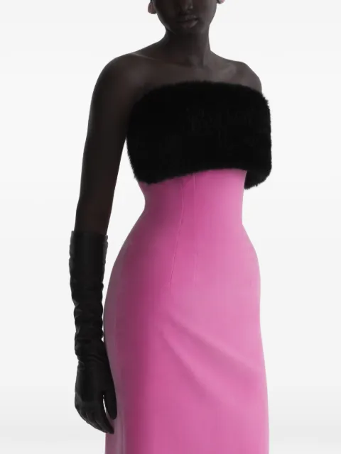 Mugler baby pink velvet bustier dress