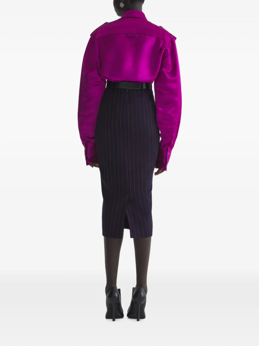 Mugler pinstripe midi pencil skirt Blauw