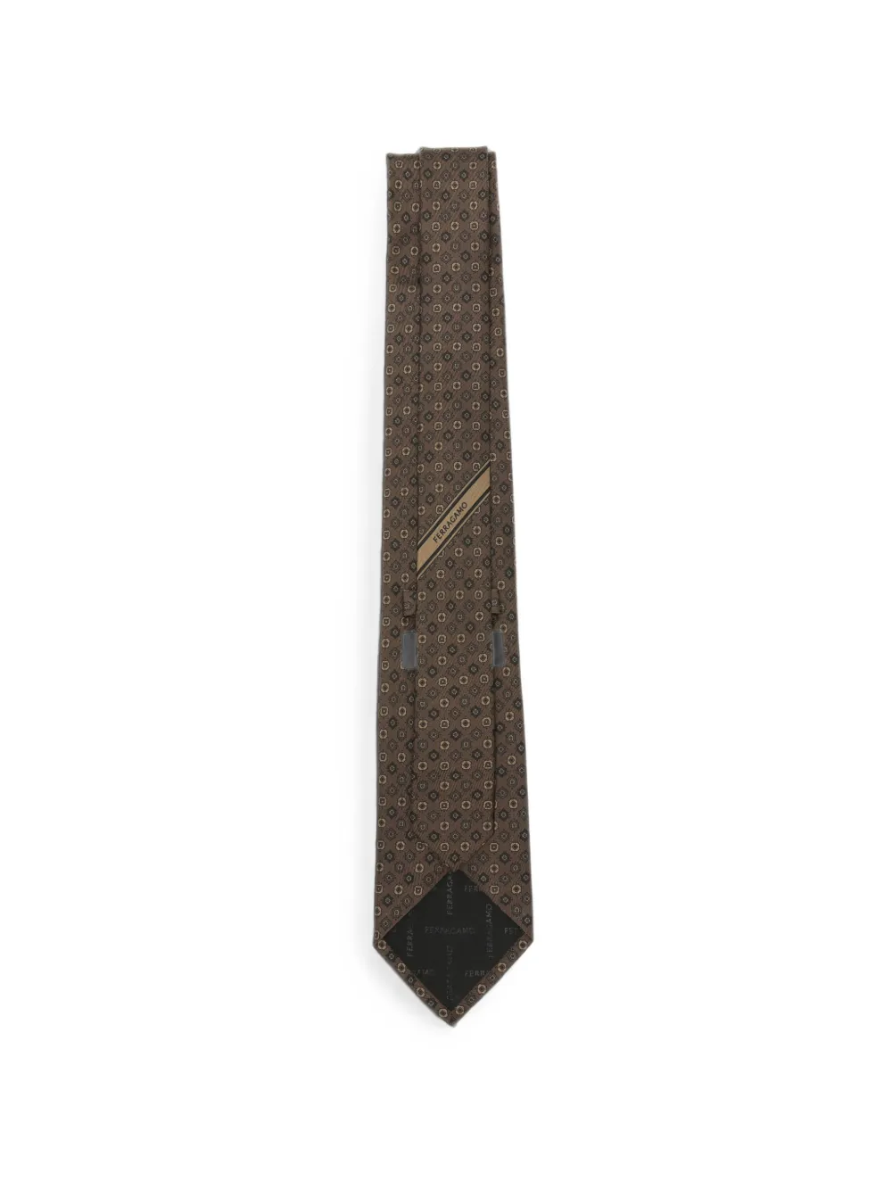 Ferragamo Stropdas met geometrisch patroon Bruin