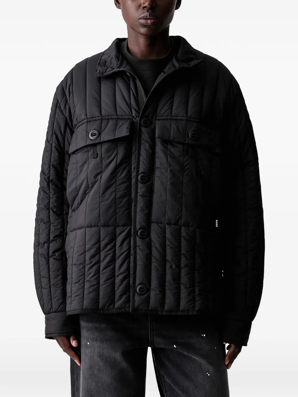 Rains quilted button-up jacket - Nero