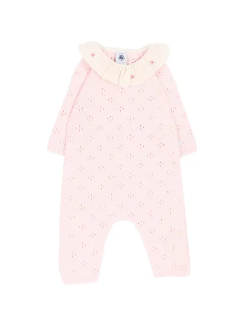 Petit Bateau ruffled pointelle-knit jumpsuit